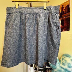 Loft Outlet Blue Chambray Elastic Waist Casual Skirt Size Large
